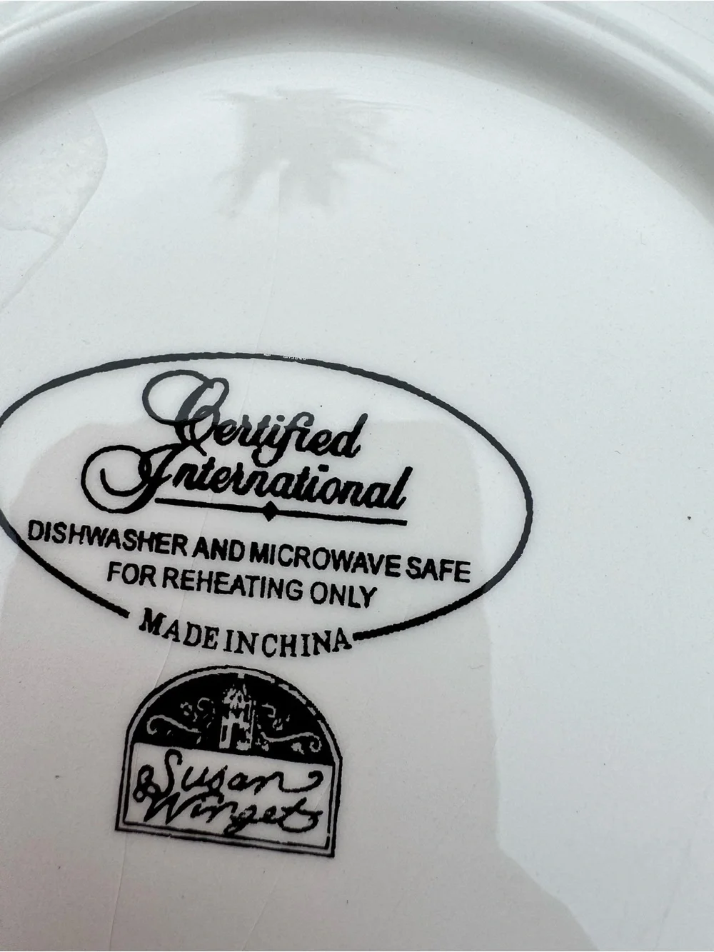 Thanksgiving Certified International White Ceramic Plate with Black Backstamp